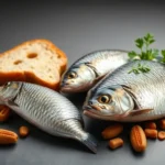 Dar de baja pan y peces en la alimentación adecuada